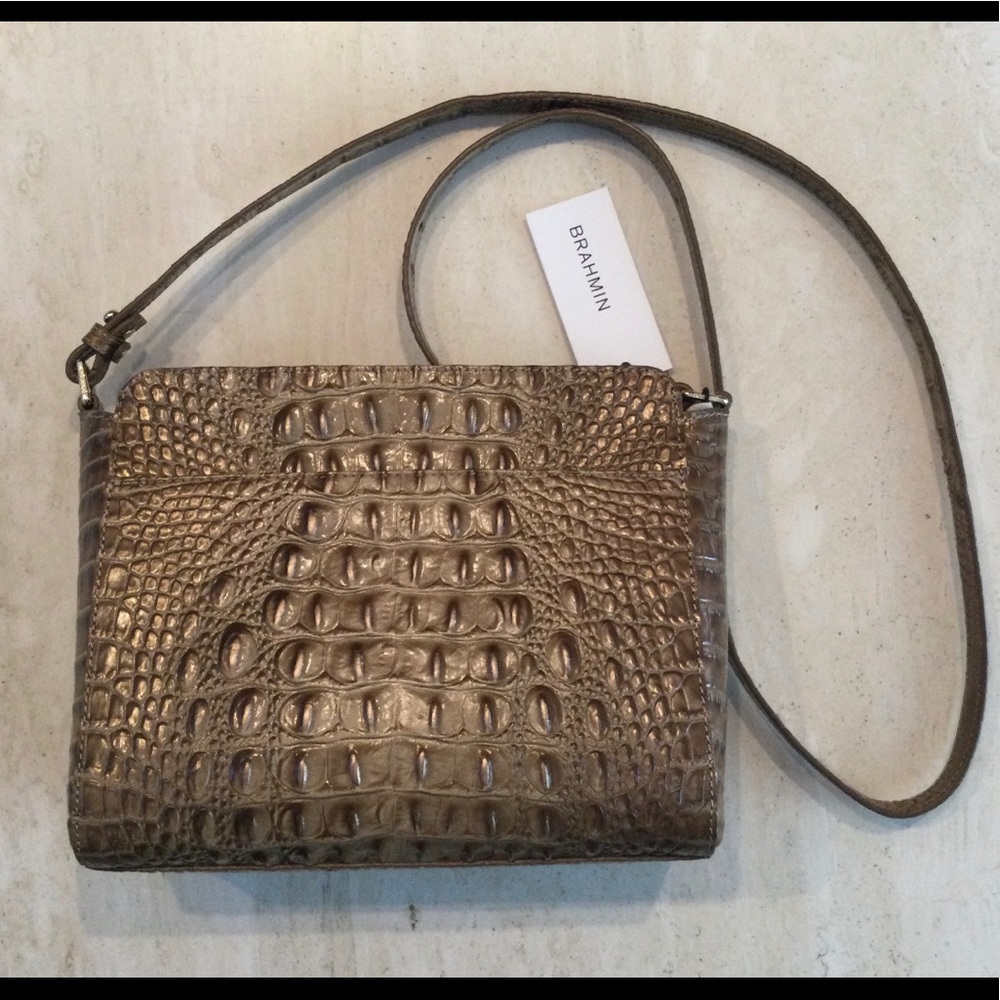 Brahmin Carrie Crossbody Croc Embossed Leather Bag - Picture 14 of 16